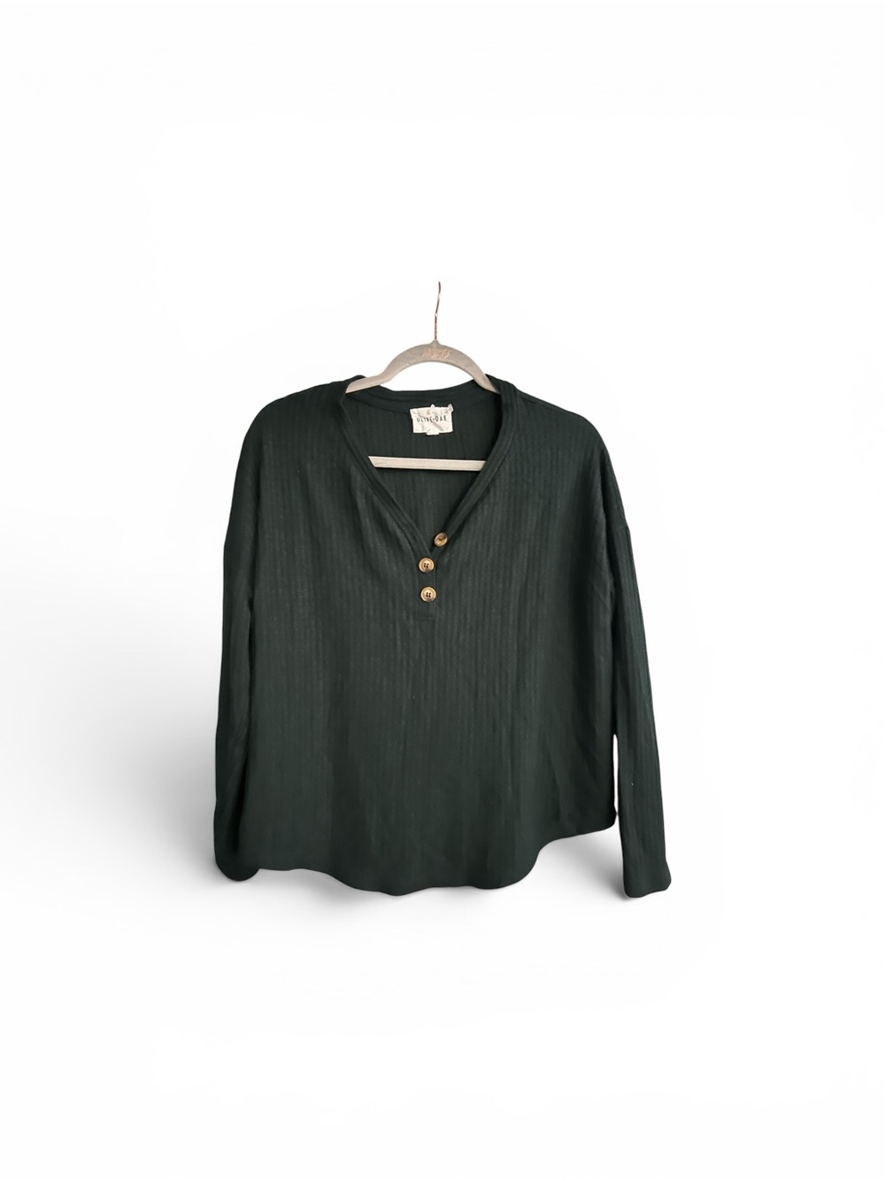 Olive and Oak green Henley Long-Sleeve Top